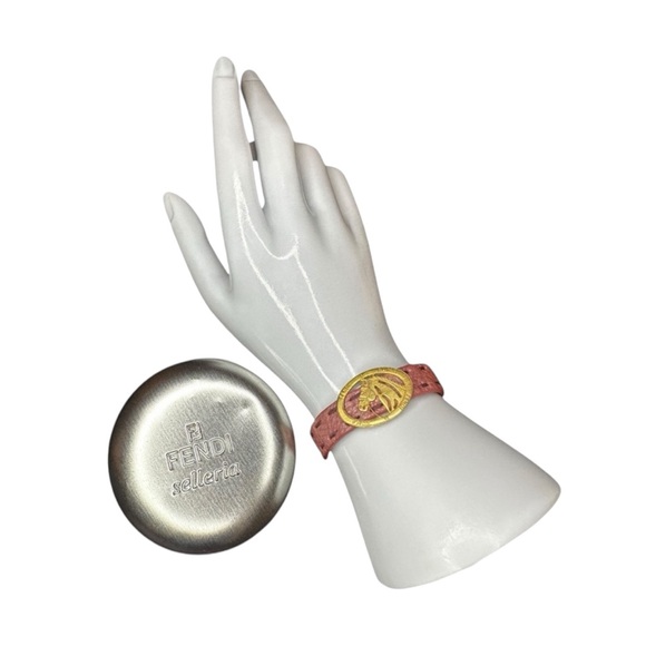 FENDI Selleria Horse Leather Bracelet w/ Tin Case - Picture 3 of 13